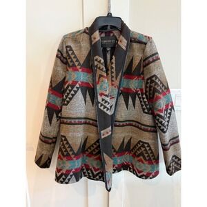 Forever 21 Plus Size 1X Southwestern Aztec Open Front Cardigan Jacket Boho Brown